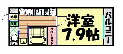 ハーバーハウス大阪(1K/4階)の間取り写真