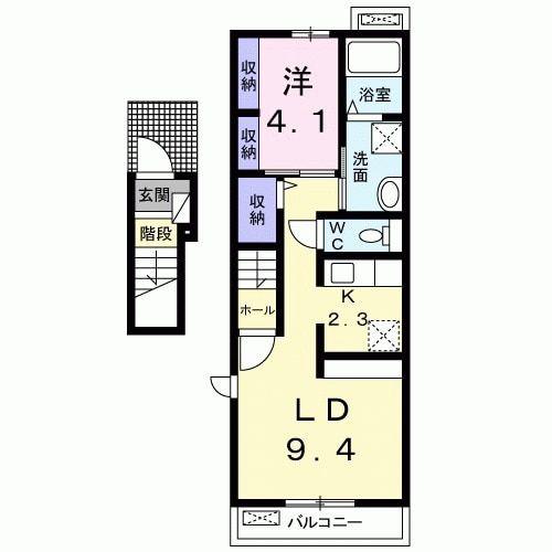 CASA SOLEIL(1LDK/2階)の間取り写真