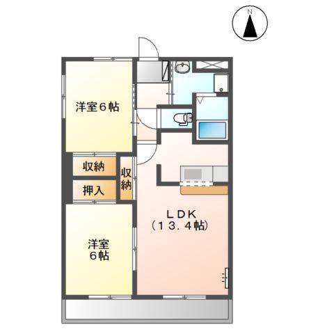 サンフォレスト星崎(2LDK/2階)の間取り写真