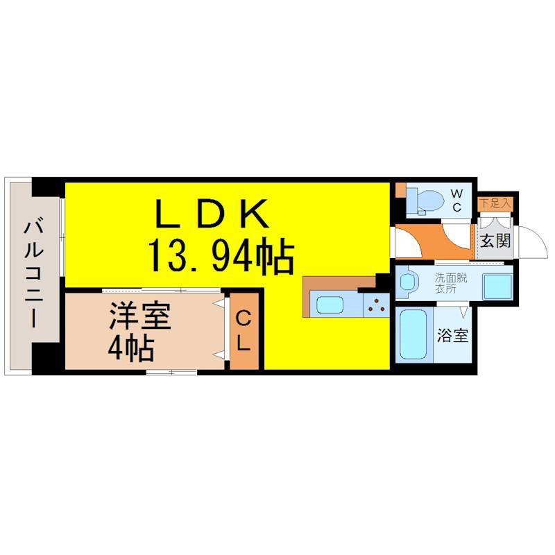 PRIMAL千種LUNO(1LDK/11階)の間取り写真