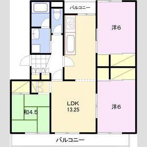 西新在家マンション(3LDK/2階)の間取り写真