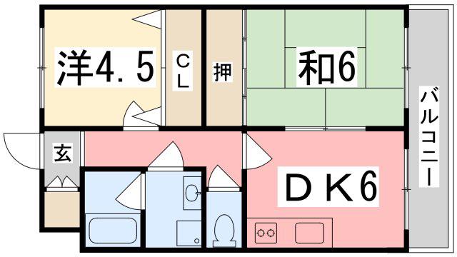 メイプルタウン(2DK/2階)の間取り写真