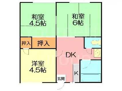 コーポ木村(3DK/1階)の間取り写真