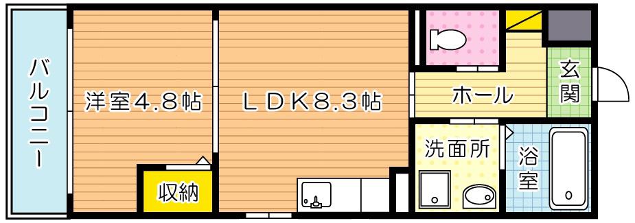 ル・ヴァン・リブレ(1LDK/1階)の間取り写真