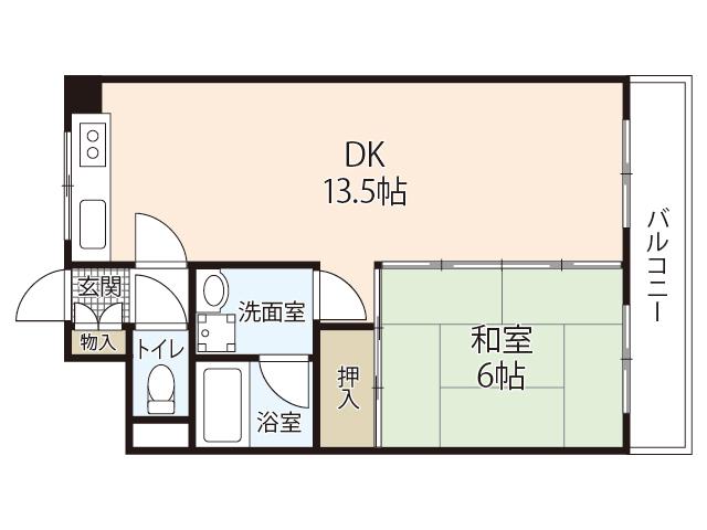 ジョイパレス南観音(1LDK/5階)の間取り写真