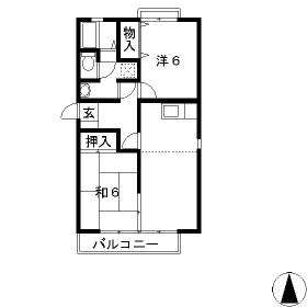 コーポせせらぎA(2LDK/1階)の間取り写真
