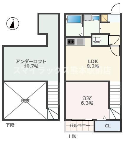アドバンスIKENOUE(1SLDK/2階)の間取り写真