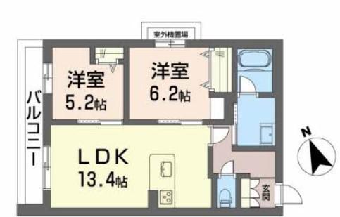 シャーメゾングレイス(2LDK/3階)の間取り写真