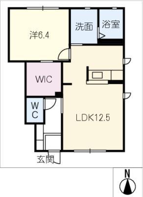 メゾンクリスタルA棟(1LDK/1階)の間取り写真