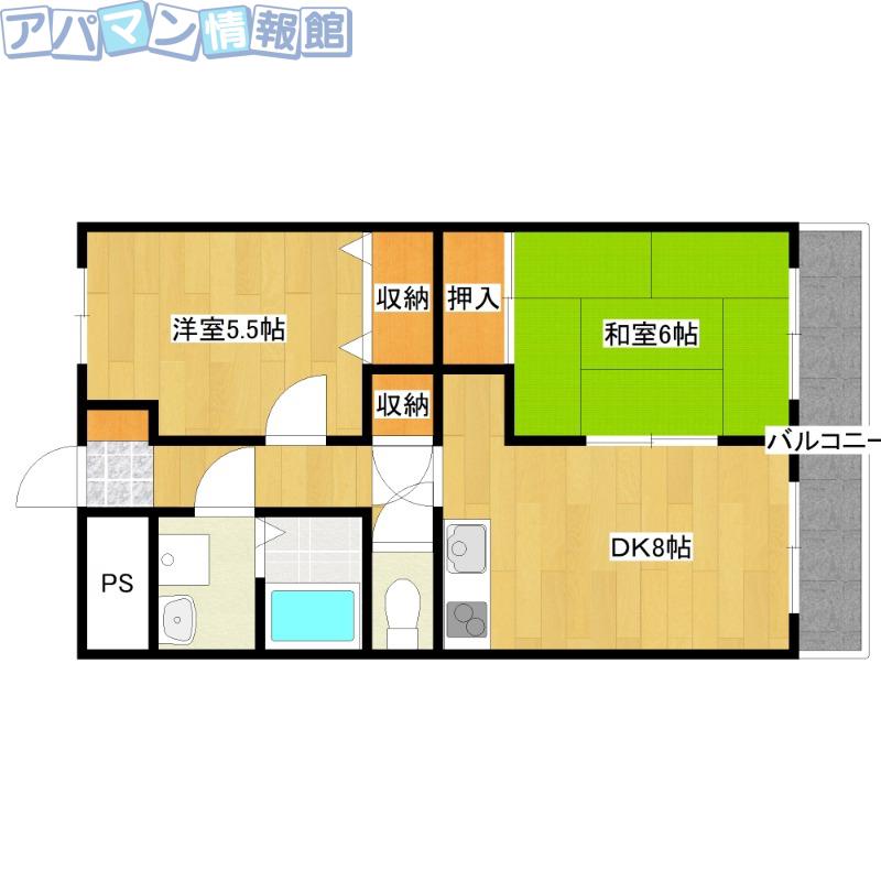 ワルトハイム青山(2DK/2階)の間取り写真