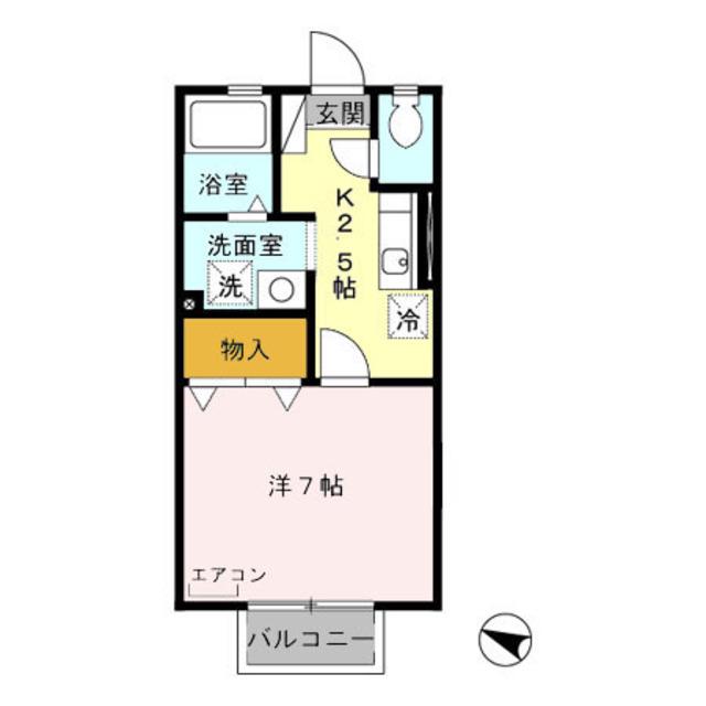 プレミール秋(1K/2階)の間取り写真
