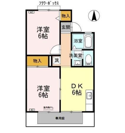 コーポシャルマン(2DK/1階)の間取り写真