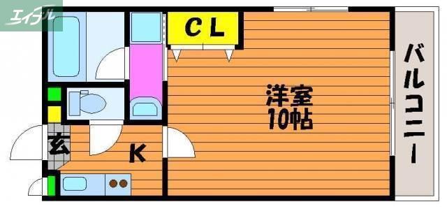 ピアルアーナ東古松(1K/4階)の間取り写真