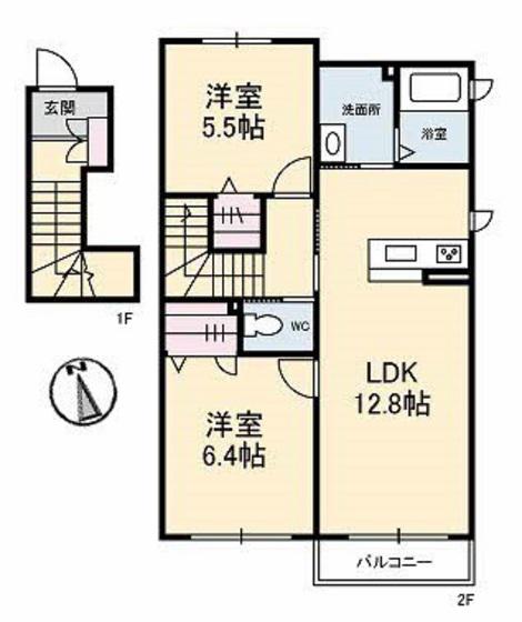 メゾン プレジール(2LDK/2階)の間取り写真