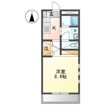 イズステージV6(1K/2階)の間取り写真