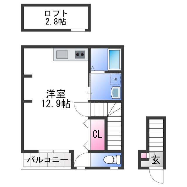 あんしんMURM東新町18-1001(ワンルーム/2階)の間取り写真
