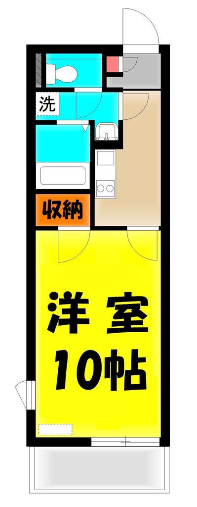 川越シティ(1K/3階)の間取り写真