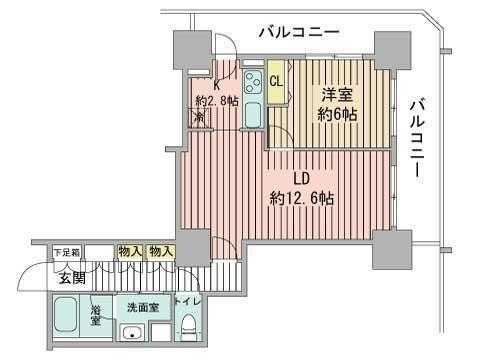 プライムアーバン札幌リバーフロント(1LDK/24階)の間取り写真