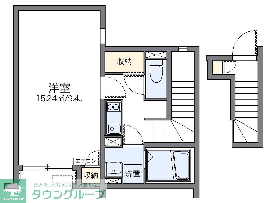 レオネクストFERIO瀬田(1K/2階)の間取り写真