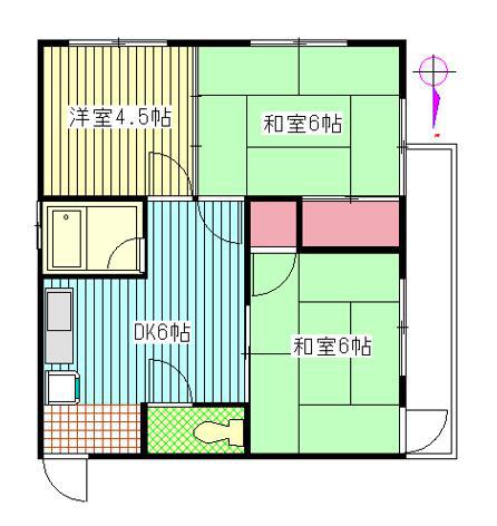 吉田アパート(3DK/2階)の間取り写真
