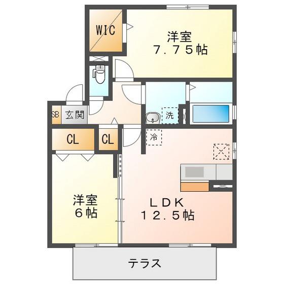 リビングタウン阿倉川G(2LDK/1階)の間取り写真
