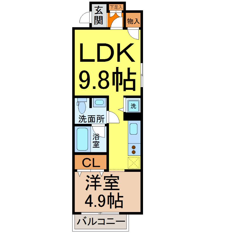 ヴァリエ東別院(1LDK/7階)の間取り写真