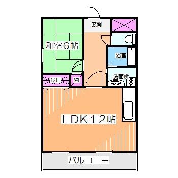 アルモカーサ新金岡(1LDK/2階)の間取り写真