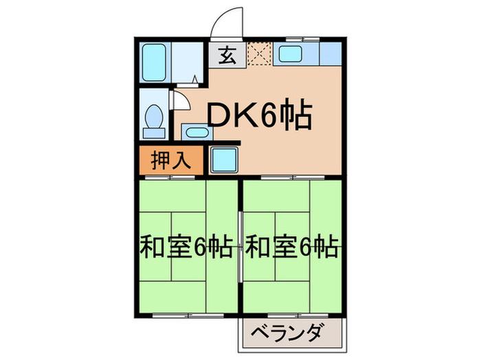 エルテベ-ルKOHATA C棟(2DK/1階)の間取り写真