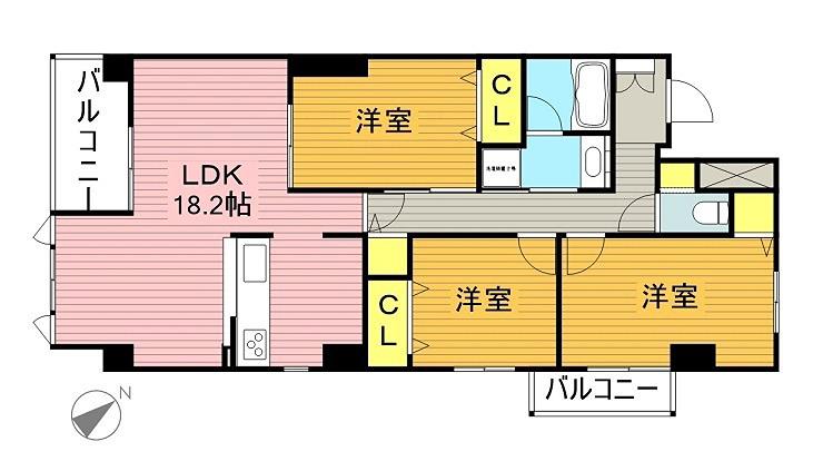 CORTILE MARUFUKU(3LDK/1階)の間取り写真