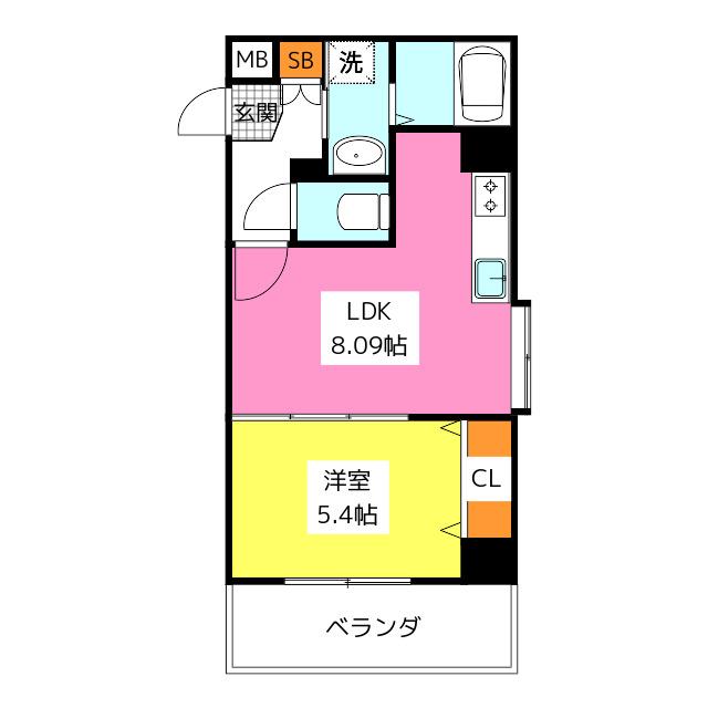 第47川崎ビル(1LDK/4階)の間取り写真