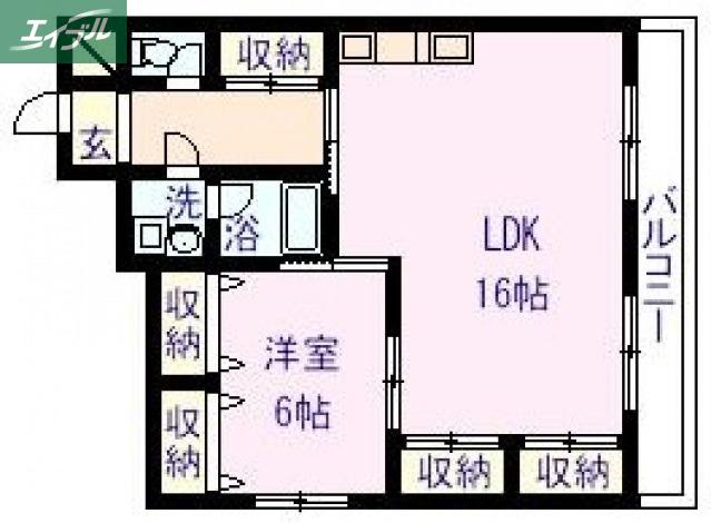 アメニティー伊島(1LDK/3階)の間取り写真