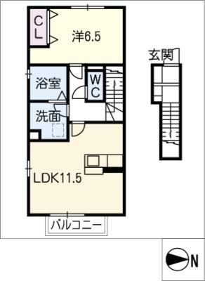 パークアヴェニュー(1LDK/2階)の間取り写真