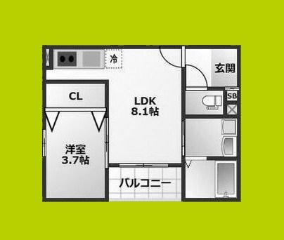 ALEGRIA泉佐野鶴原ノース(1LDK/3階)の間取り写真