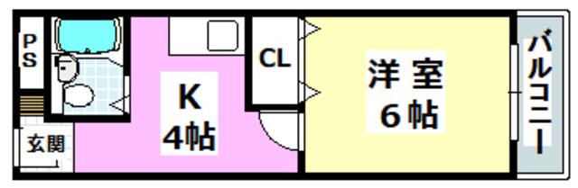 ネオコーポ都 東棟(1K/2階)の間取り写真