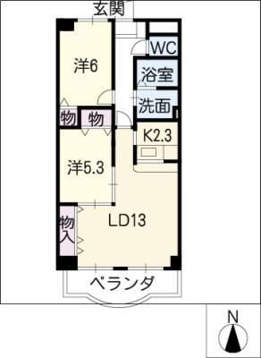 ウイン・ヴィラ(2LDK/3階)の間取り写真