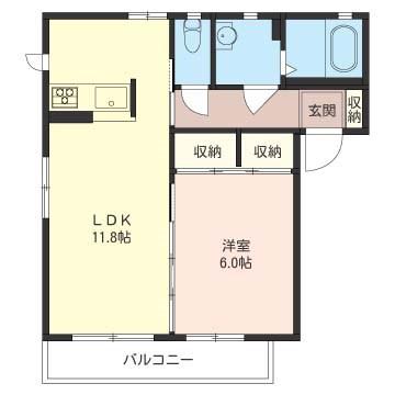 プリマクラッセ(1LDK/1階)の間取り写真