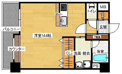 シティハイツ西霞(ワンルーム/3階)の間取り写真