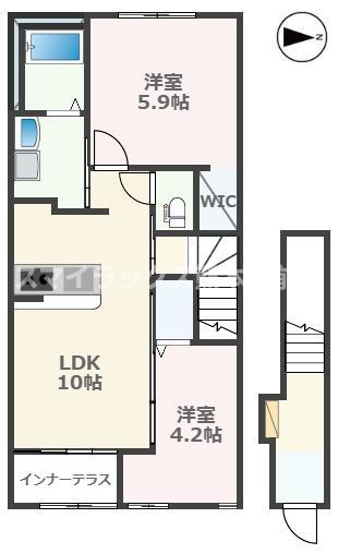 グランディール ルリアン(2LDK/2階)の間取り写真