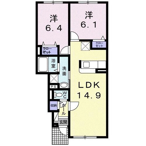 ライトサファイア(2LDK/1階)の間取り写真