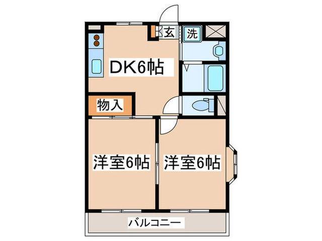 カーディナンス永山(2DK/2階)の間取り写真