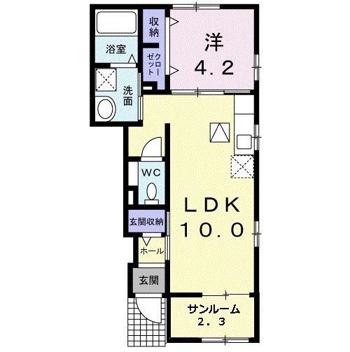 サン・ガーデンD(1LDK/1階)の間取り写真