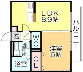 モレーン(1LDK/1階)の間取り写真