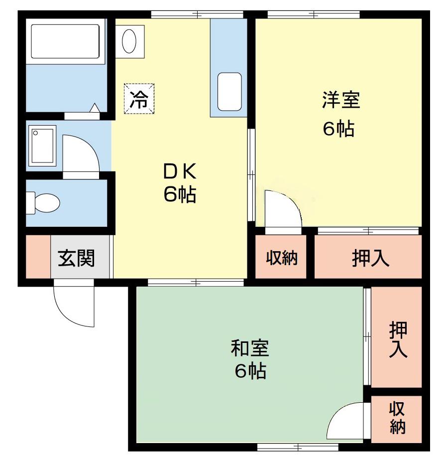 レジデンス桑原B(2DK/1階)の間取り写真