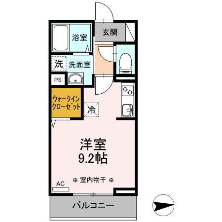 バレンタインハウス温泉町(ワンルーム/3階)の間取り写真