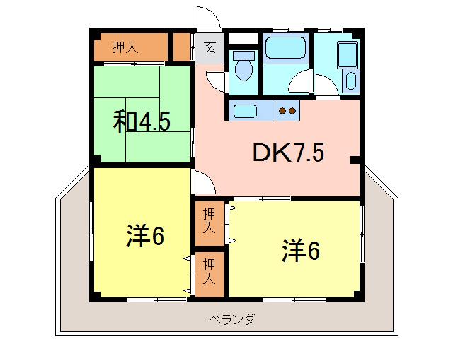 マンション チヨノ(3DK/3階)の間取り写真