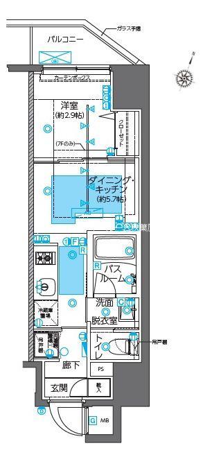 ZOOM神田(1DK/4階)の間取り写真