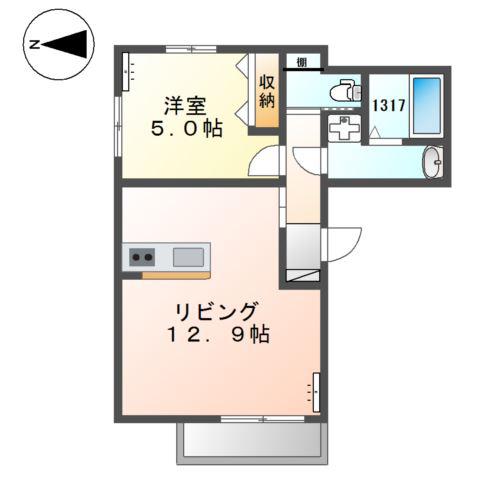 ボナール久保町(1LDK/2階)の間取り写真