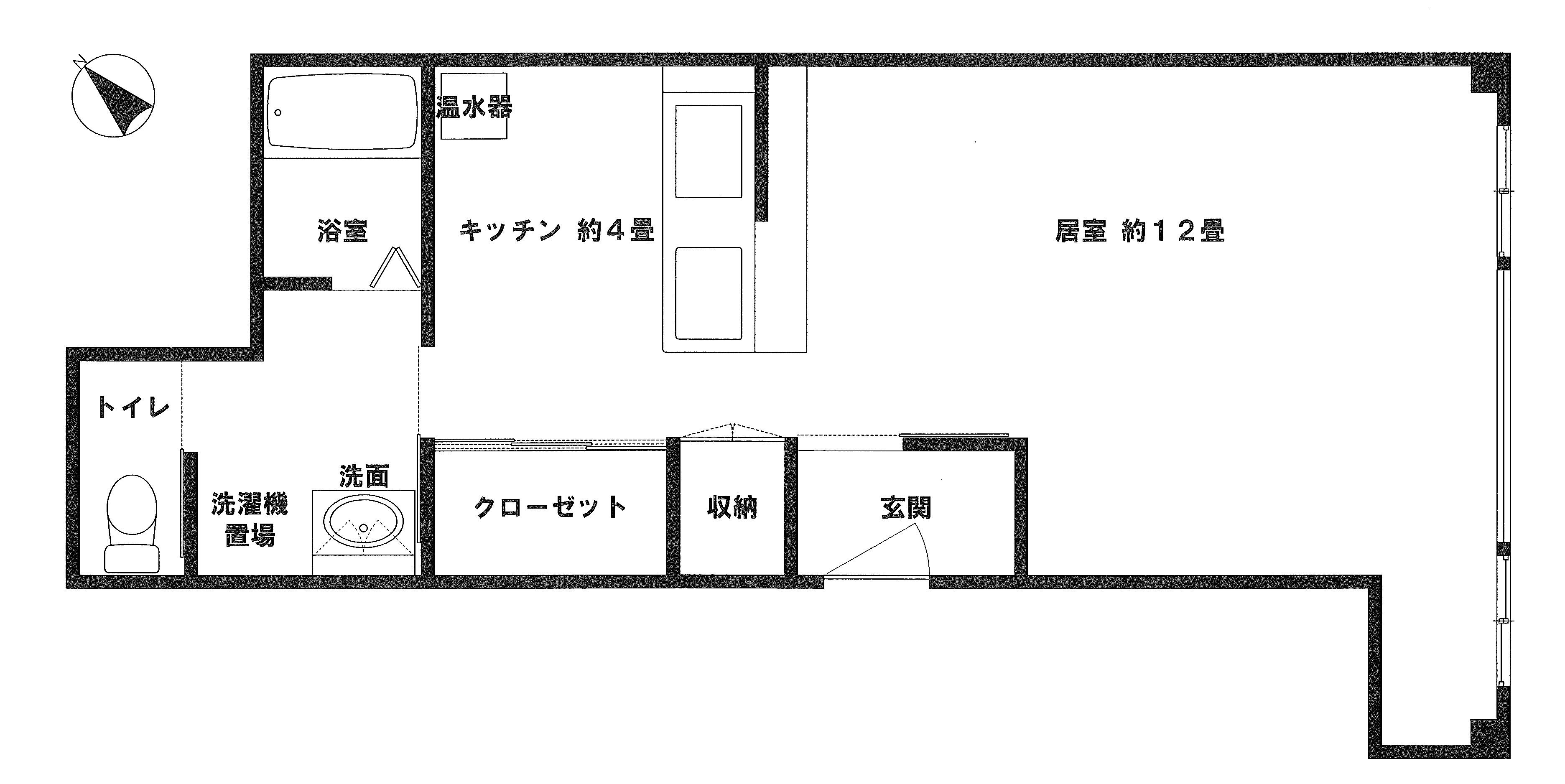 沖本ビル(1K/2階)の間取り写真