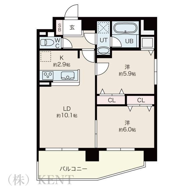 ソールタワー近代美術館(2LDK/5階)の間取り写真