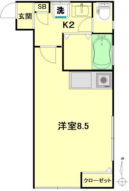 目黒アパート(1K/1階)の間取り写真